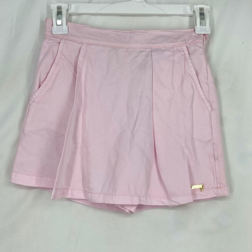 Guess Girls Size 8 Skort Shorts Light Ballet Pink Tencel Poplin Side Zip Pockets